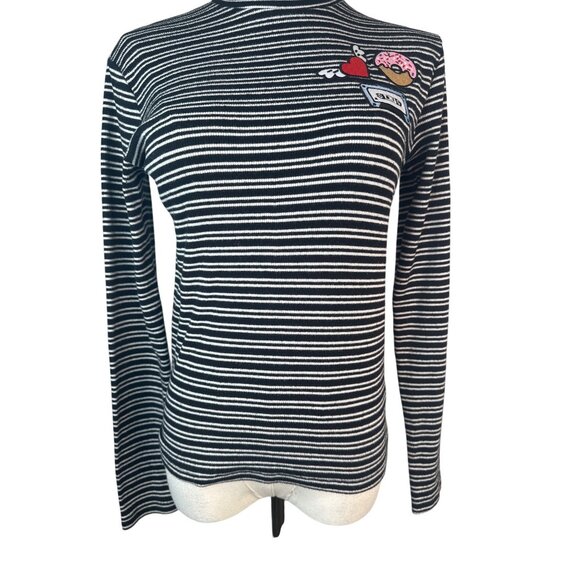 2/$30 ZARA Trafaluc Medium Black & White Striped Turtleneck Long Sleeve Top - Picture 7 of 15